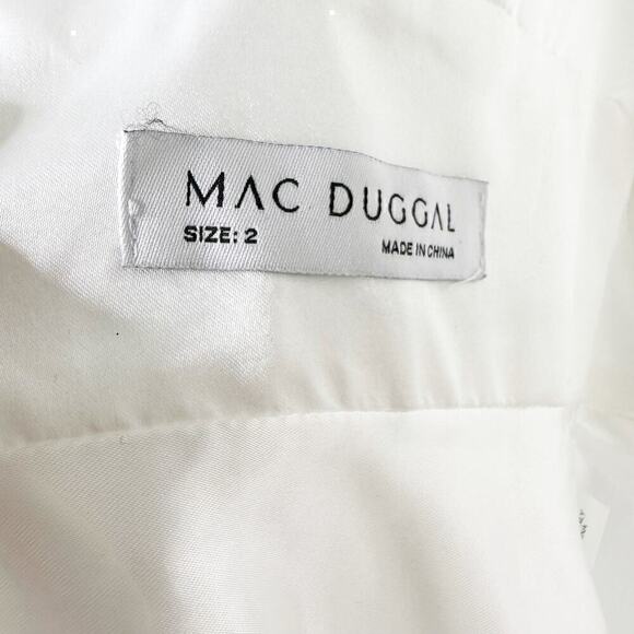 NWT Mac Duggal Ruffle Shoulder Empire Waist Dress 48952 Women's White Size 2 - Picture 6 of 7